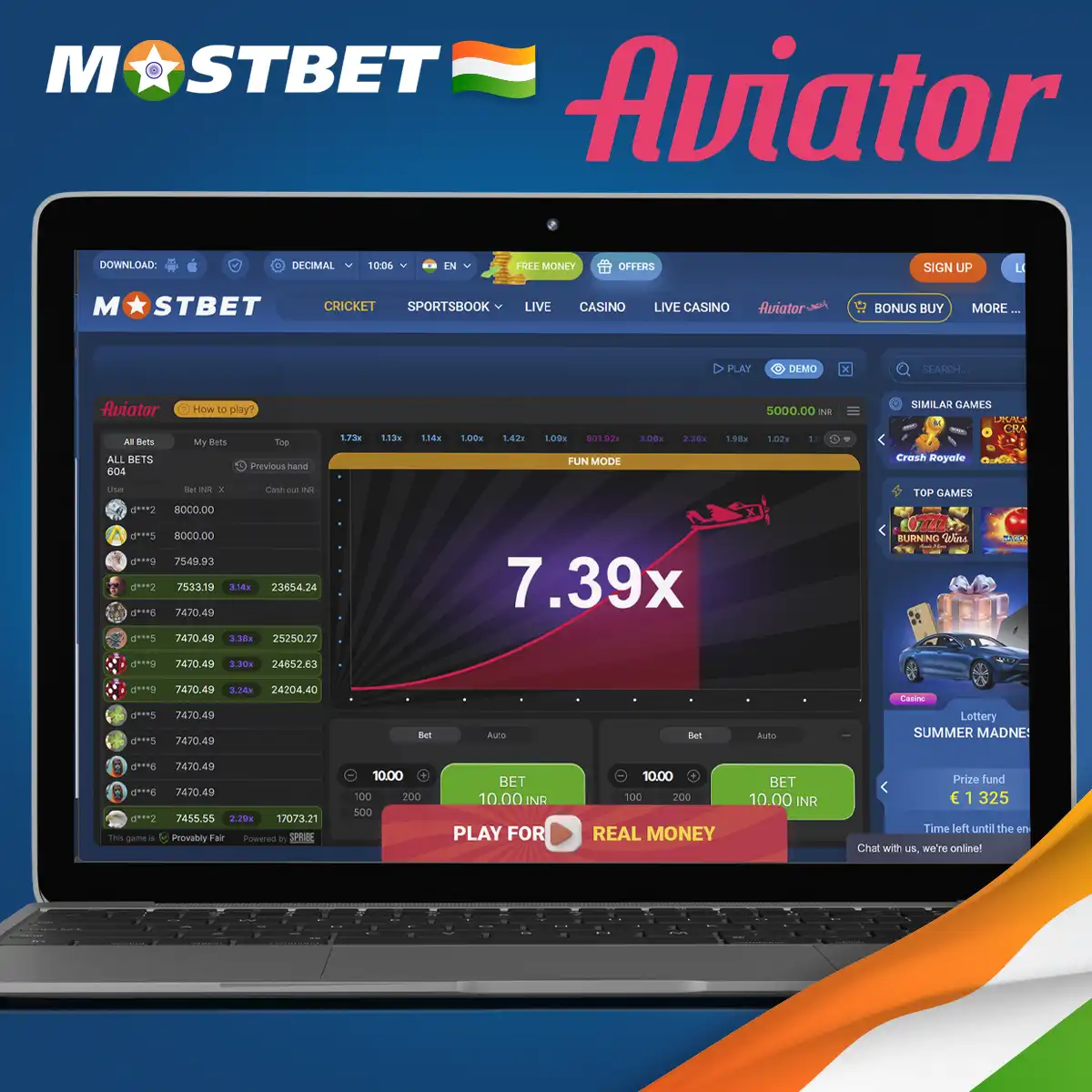 Overview of the Aviator game on the Mostbet platform