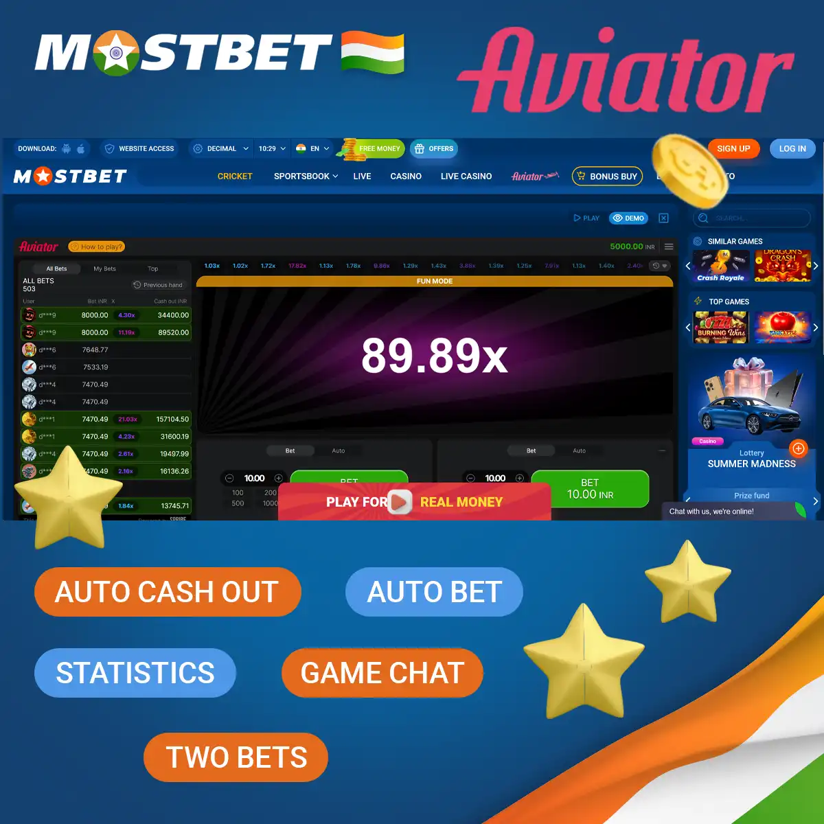 Features of Mostbet Aviator game