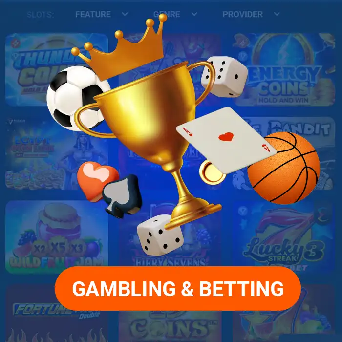 Large number of casino games and sports betting