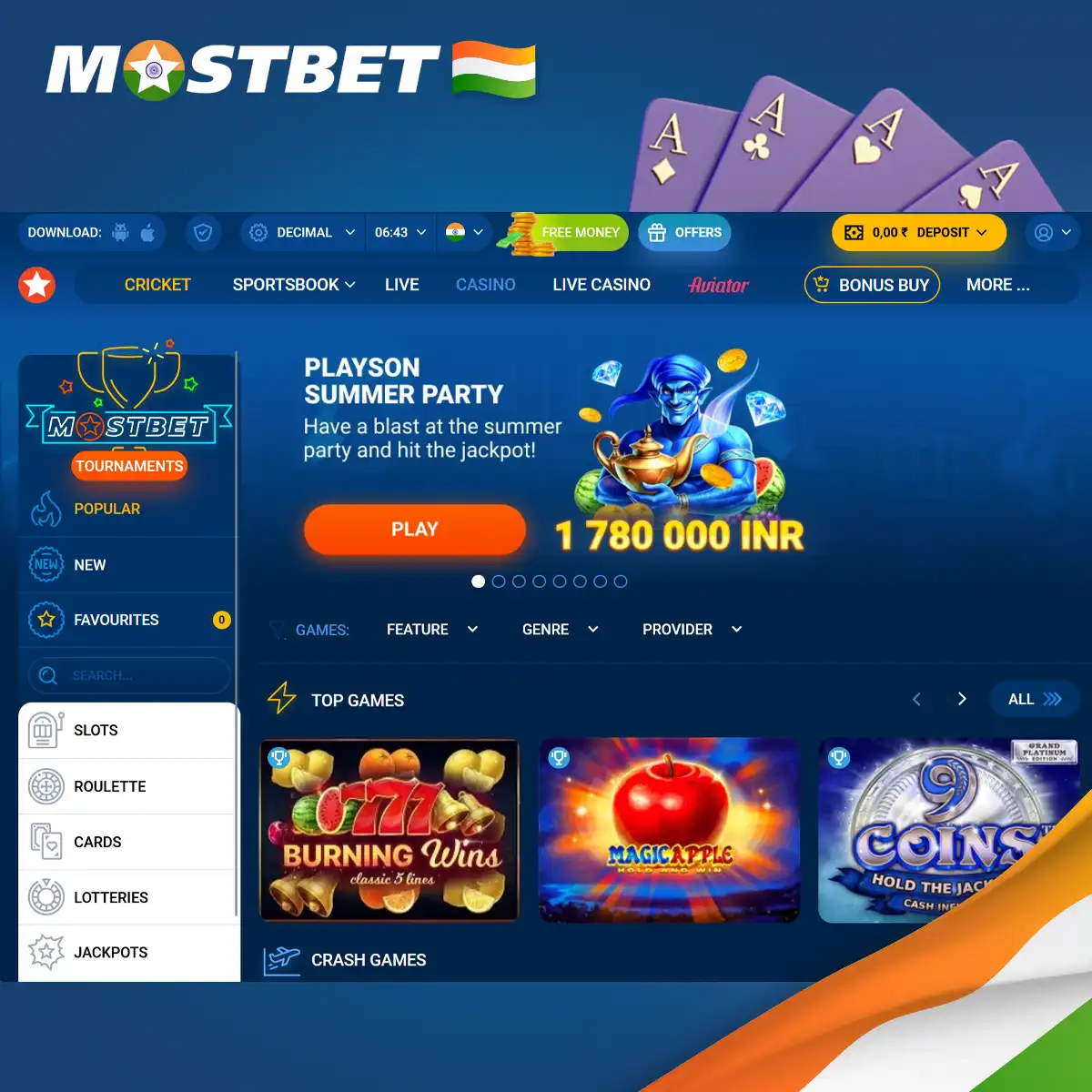 Mostbet casino games in India