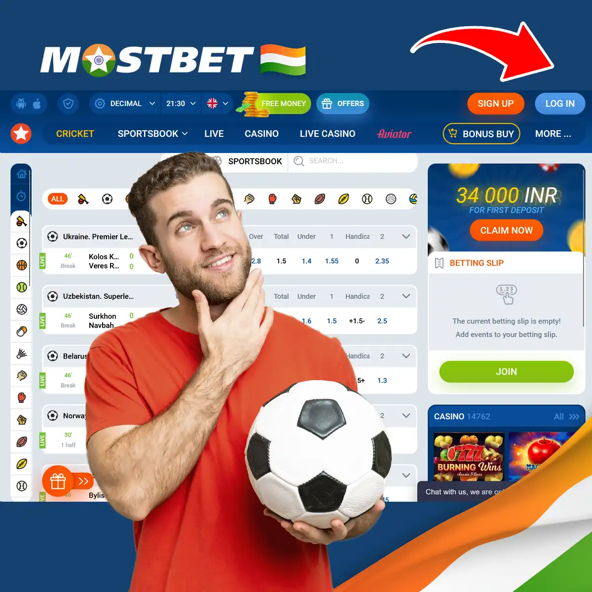 Register on the Mostbet website and start betting