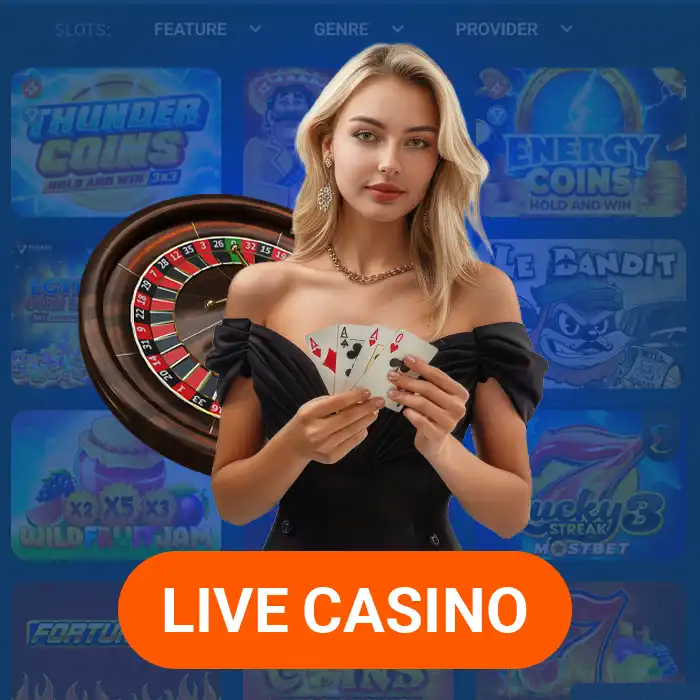 Large selection of live casino games at Mostbet 
