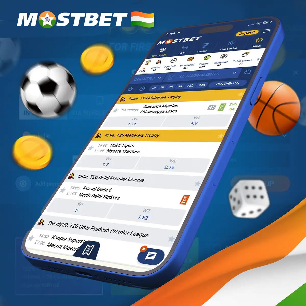 Sports betting in the Mostbet app