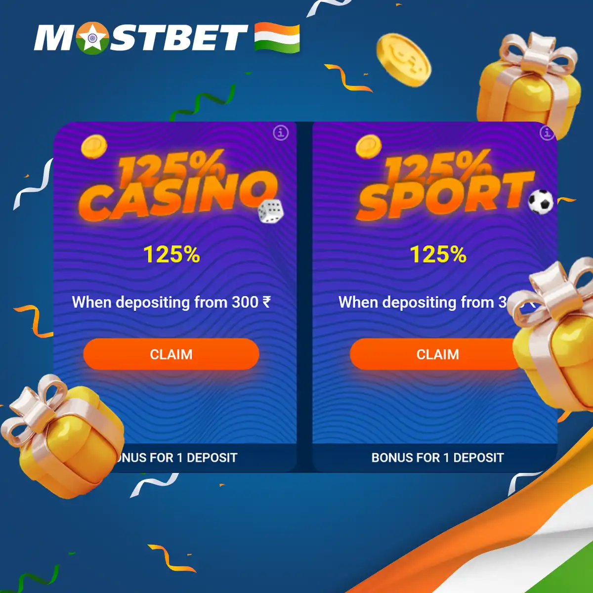 Mostbet welcome bonus up to 125%