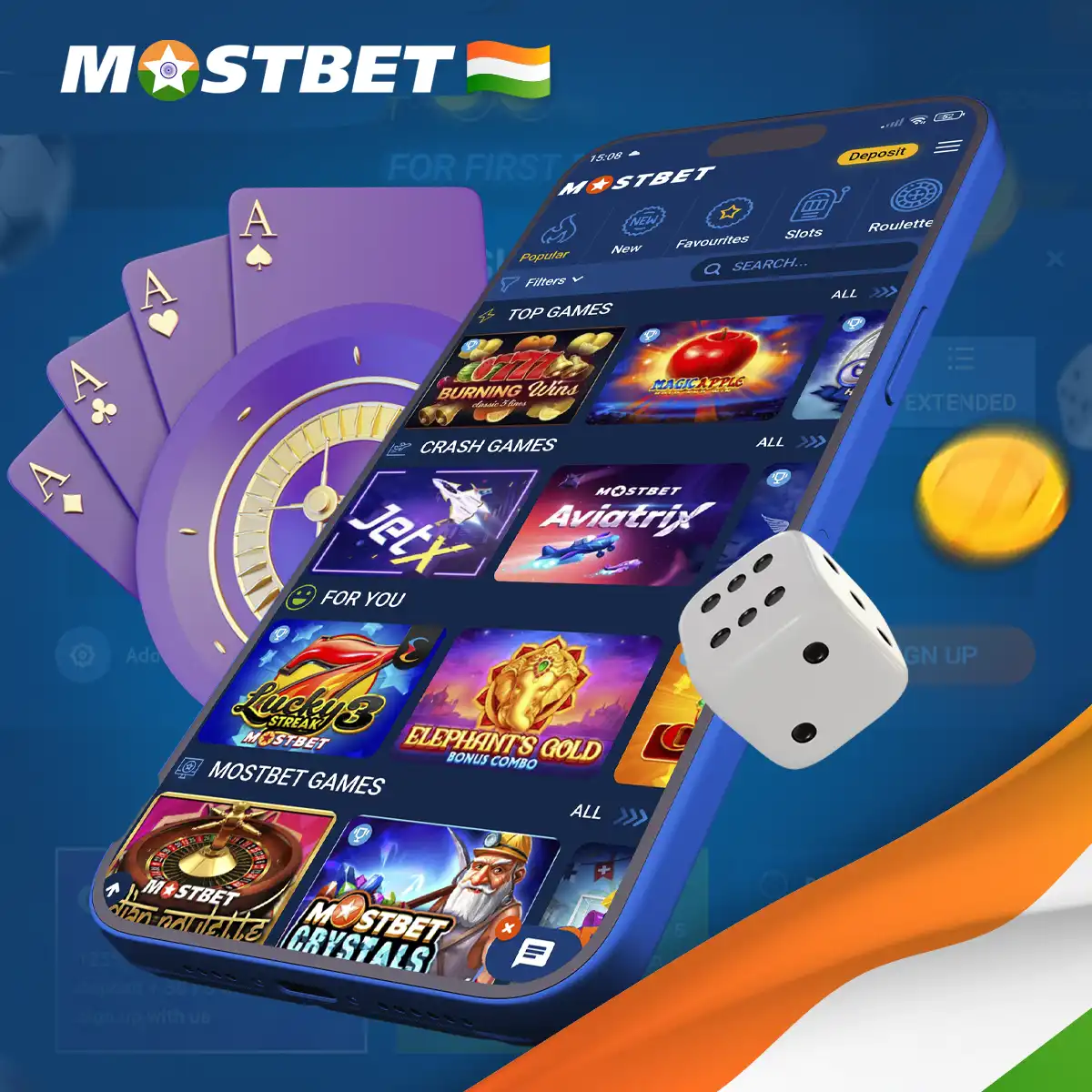 Casino games in the Mostbet app