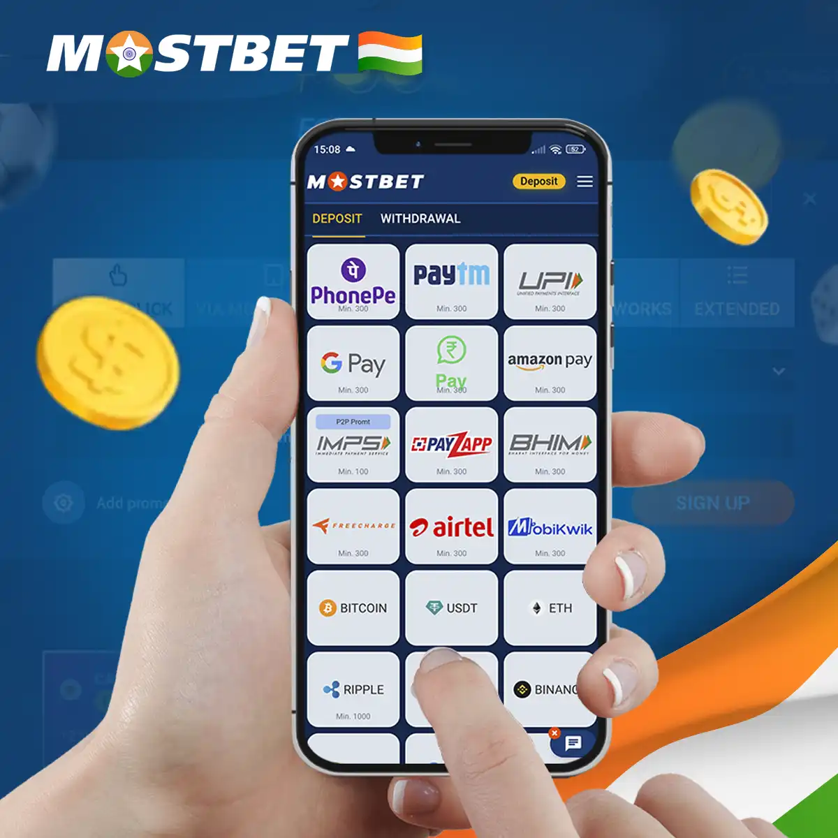 List of payment options in the Mostbet app