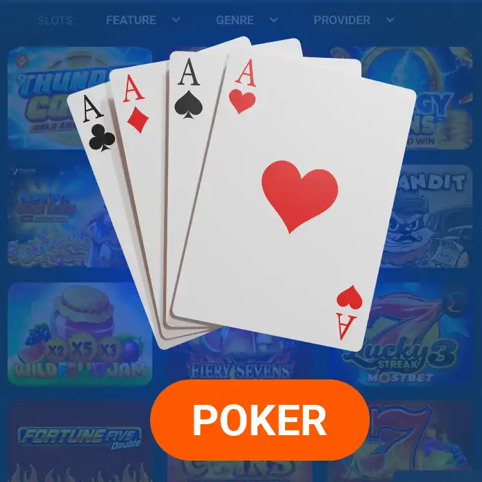 Large selection of casino poker games at Mostbet 
